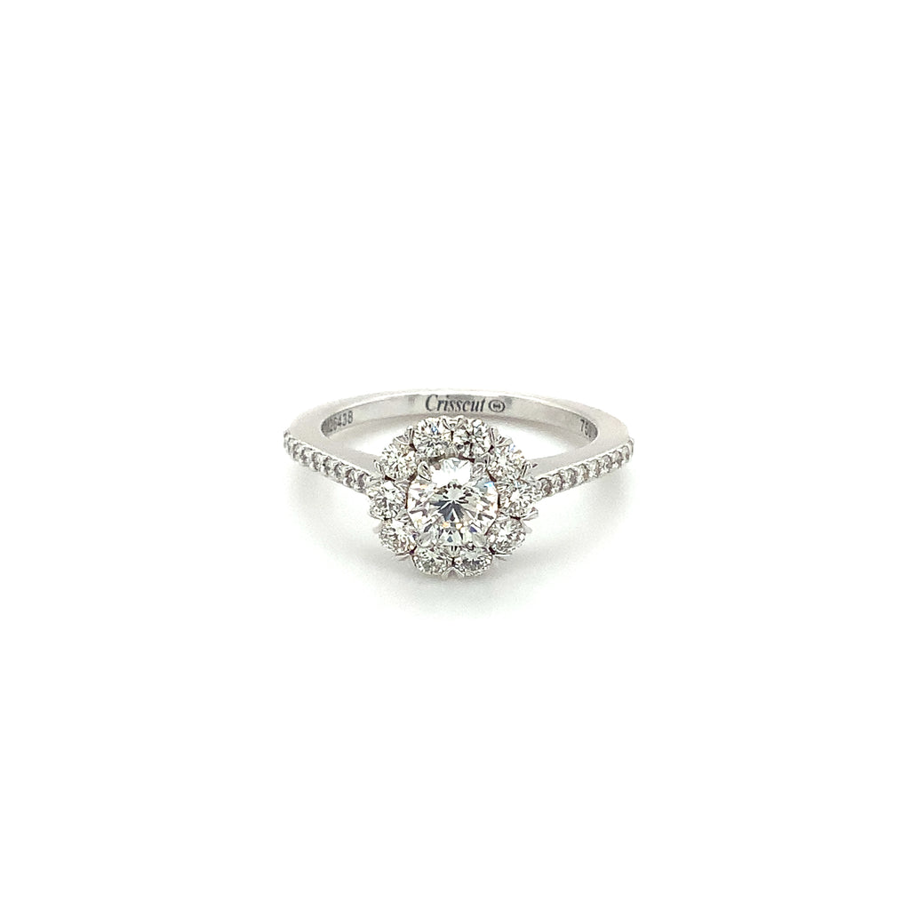 Christopher Designs Crisscut® Round Halo Diamond Ring set in 18K White Gold - Image 2 of 7