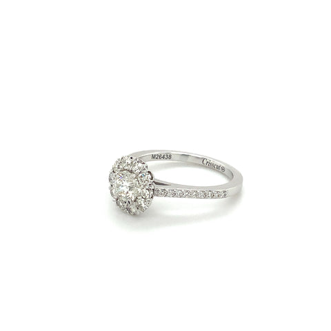 Christopher Designs Crisscut® Round Halo Diamond Ring set in 18K White Gold - Image 1 of 7