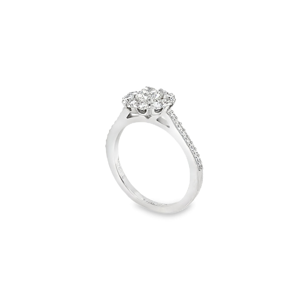 Christopher Designs Crisscut® Round Halo Diamond Ring set in 18K White Gold - Image 4 of 7