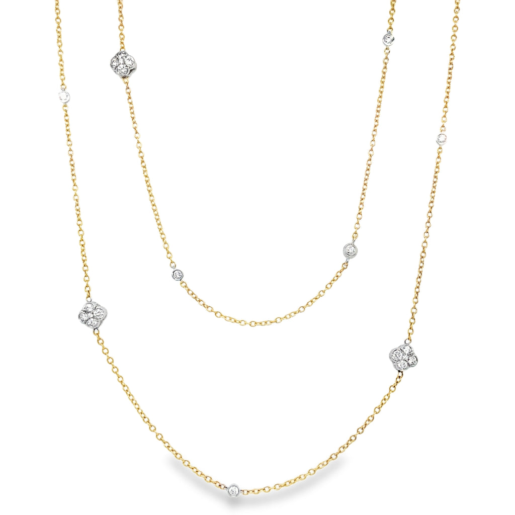 A Link Fancy Diamond Chain Necklace 57 Diamonds 1.70ctw 18K 2 Tone Gold - Image 1 of 3