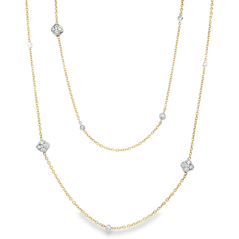 A Link Fancy Diamond Chain Necklace 57 Diamonds 1.70ctw 18K 2 Tone Gold - Image 1 of 3