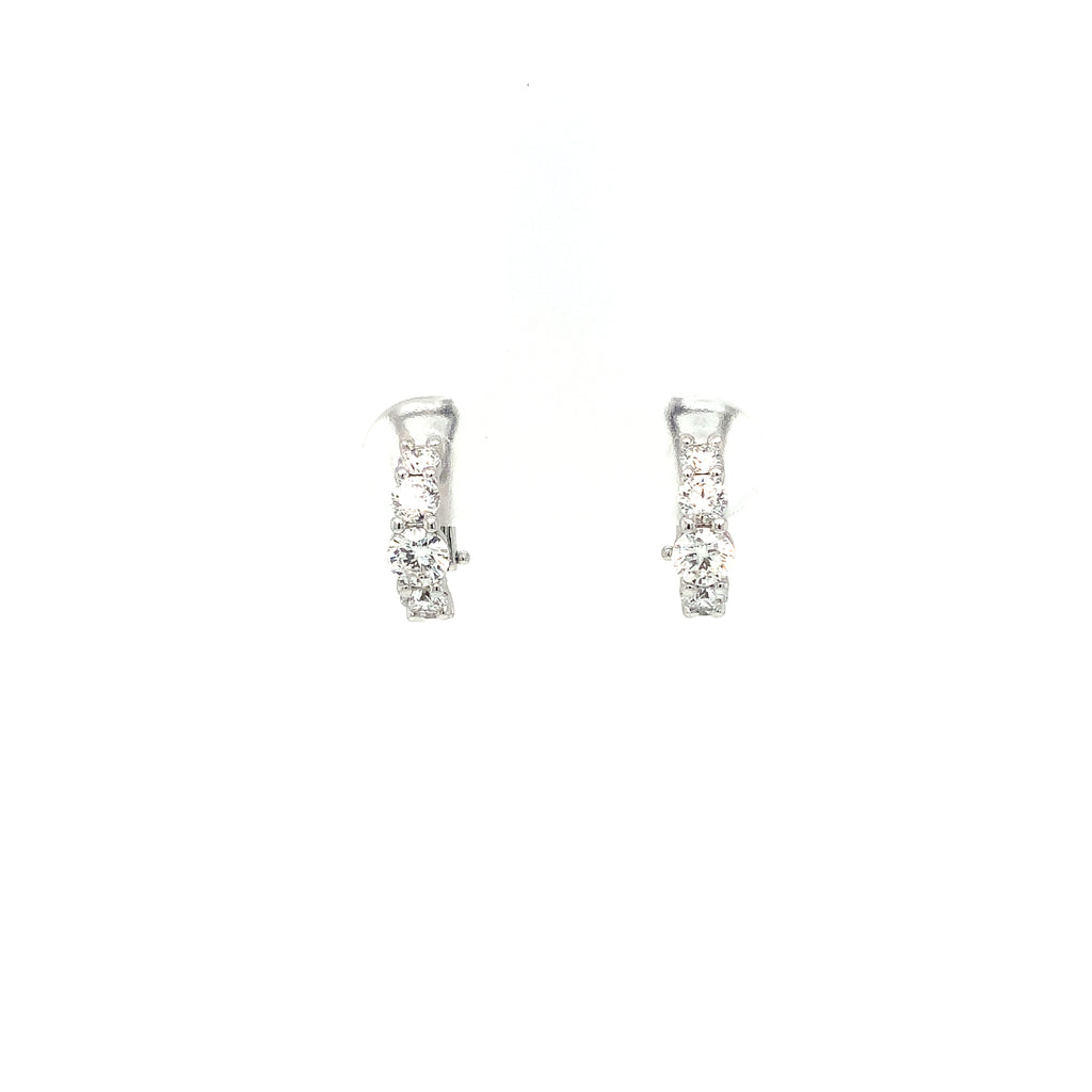 A Link Diamond 10 Stone Petite Huggie Hoop Earring 18 Karat White Gold 1.00 cts t.w. - Image 1 of 5