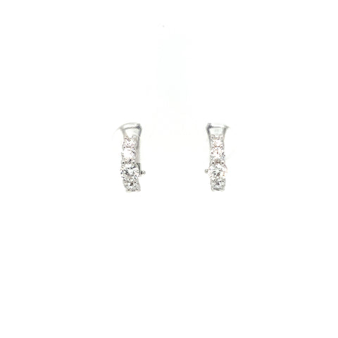 A Link Diamond 10 Stone Petite Huggie Hoop Earring 18 Karat White Gold 1.00 cts t.w. - Image 1 of 5