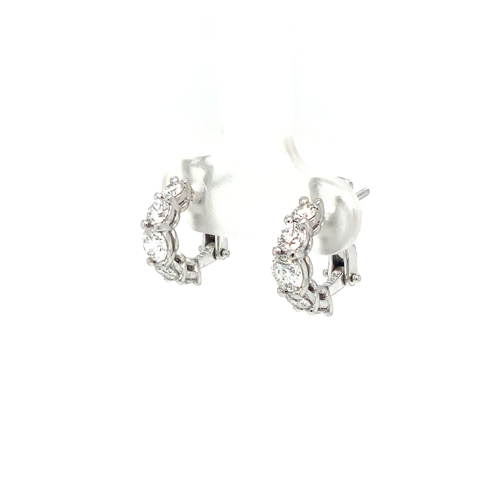A Link Diamond 10 Stone Petite Huggie Hoop Earring 18 Karat White Gold 1.00 cts t.w. - Image 2 of 5