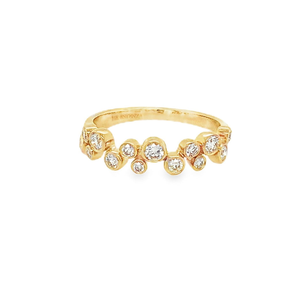 Random Bezel set Bubble Design Stackable Band with Round Brilliant Cut Diamonds 0.45 ctw 14K Yellow Gold. - Image 1 of 7