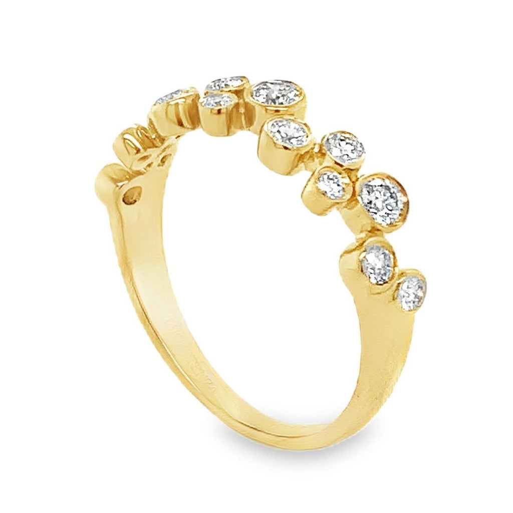 Random Bezel set Bubble Design Stackable Band with Round Brilliant Cut Diamonds 0.45 ctw 14K Yellow Gold. - Image 3 of 7