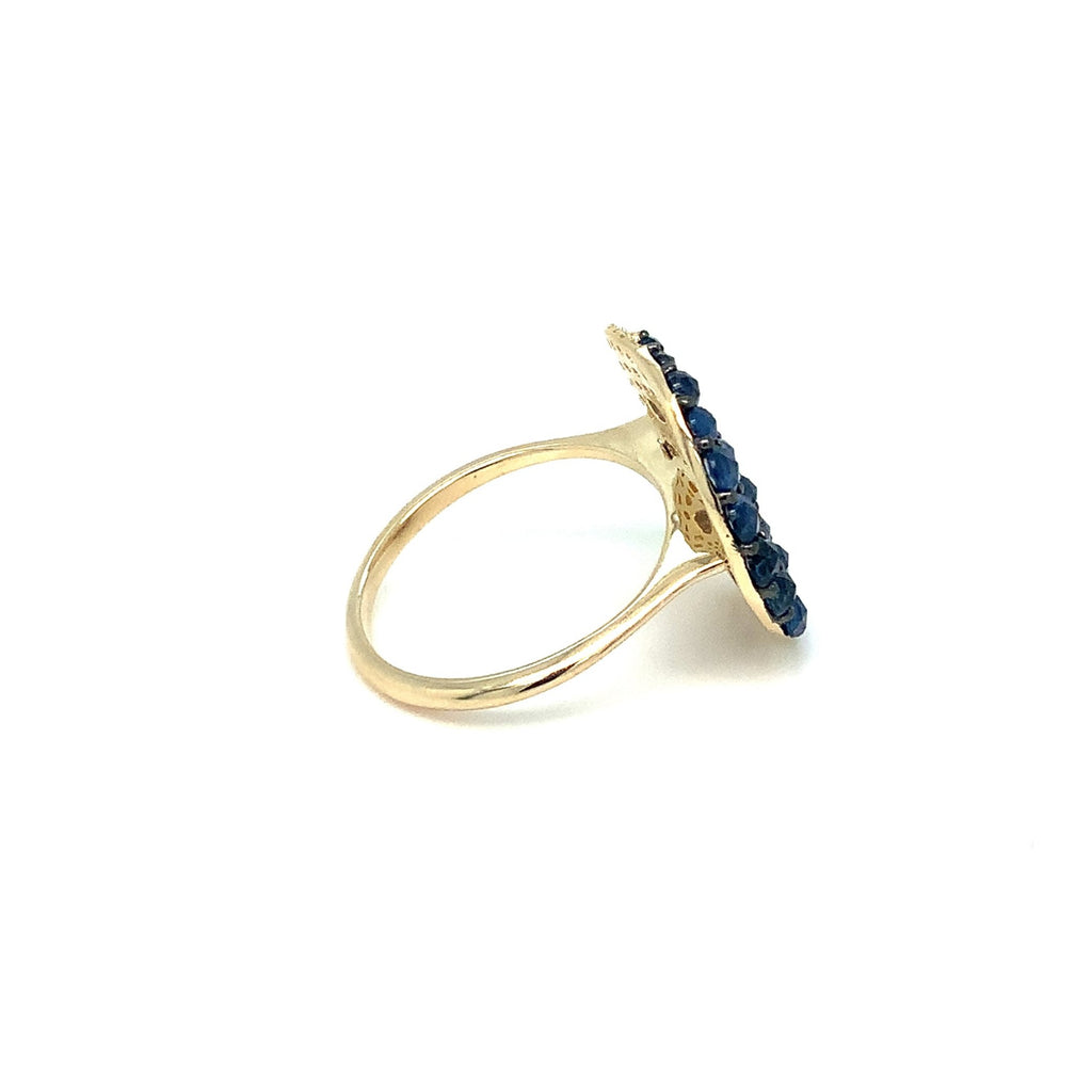 ASBA Collection Pave set Sapphire and Diamond Starry Night Ring set 14K Yellow Gold - Image 4 of 5