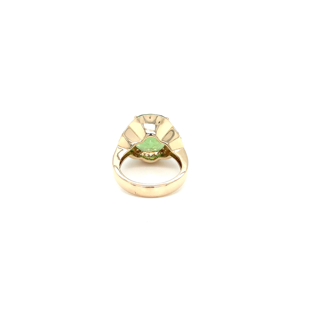ASBA Collection One of a Kind Gem Quality Cushion Cut Peridot Ring set 14K Yellow Gold - Image 8 of 9