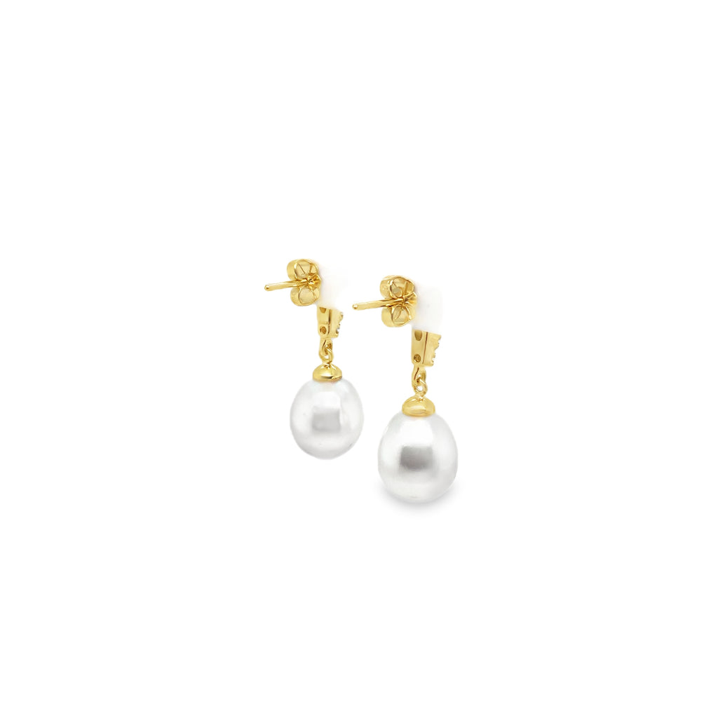 ASBA Collection South Sea Pearl And Diamond Earring set in 14K Yellow Gold - Image 5 of 8