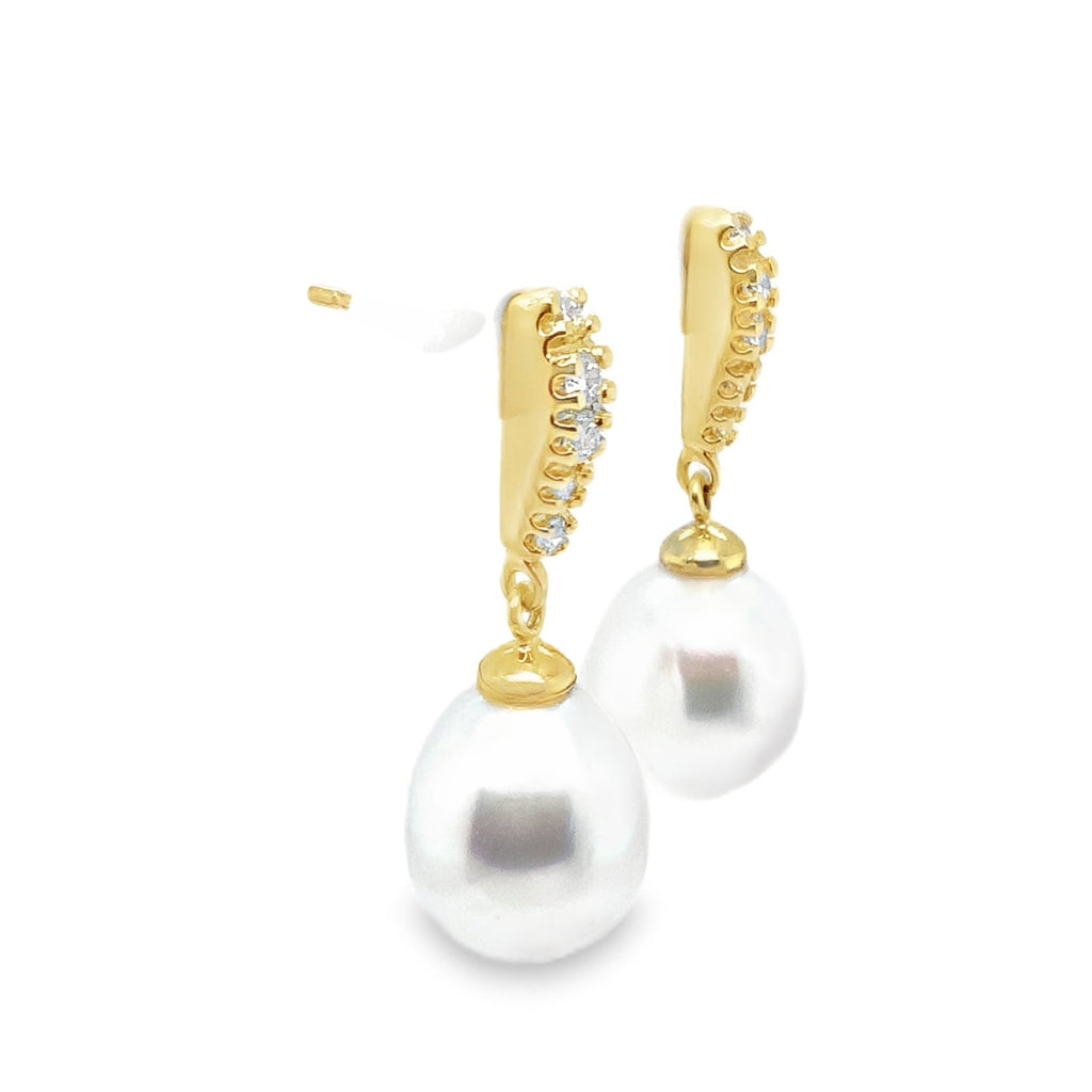 ASBA Collection South Sea Pearl And Diamond Earring set in 14K Yellow Gold - Image 2 of 8