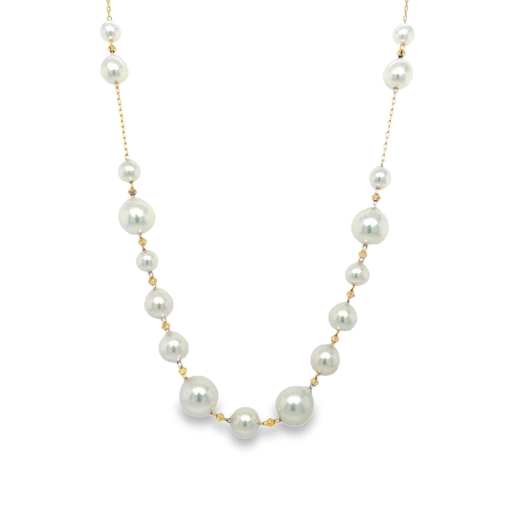 ASBA Collection Akoya Pearls on 18K Yellow Gold Chain Necklace - Image 1 of 3