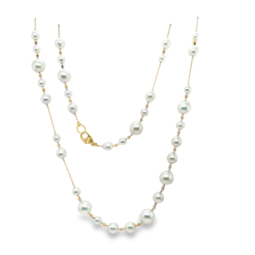 ASBA Collection Akoya Pearls on 18K Yellow Gold Chain Necklace - Image 2 of 3