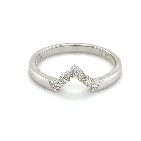 Stackable "V" Shaped Diamond Band set in 14 kt White Gold  0.15cts t.w. - Image 1 of 6