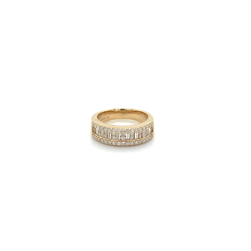 Stackable Baguettes and Round Brilliant Cut Diamond Stackable Band set in 14K Yellow Gold - Image 2 of 6