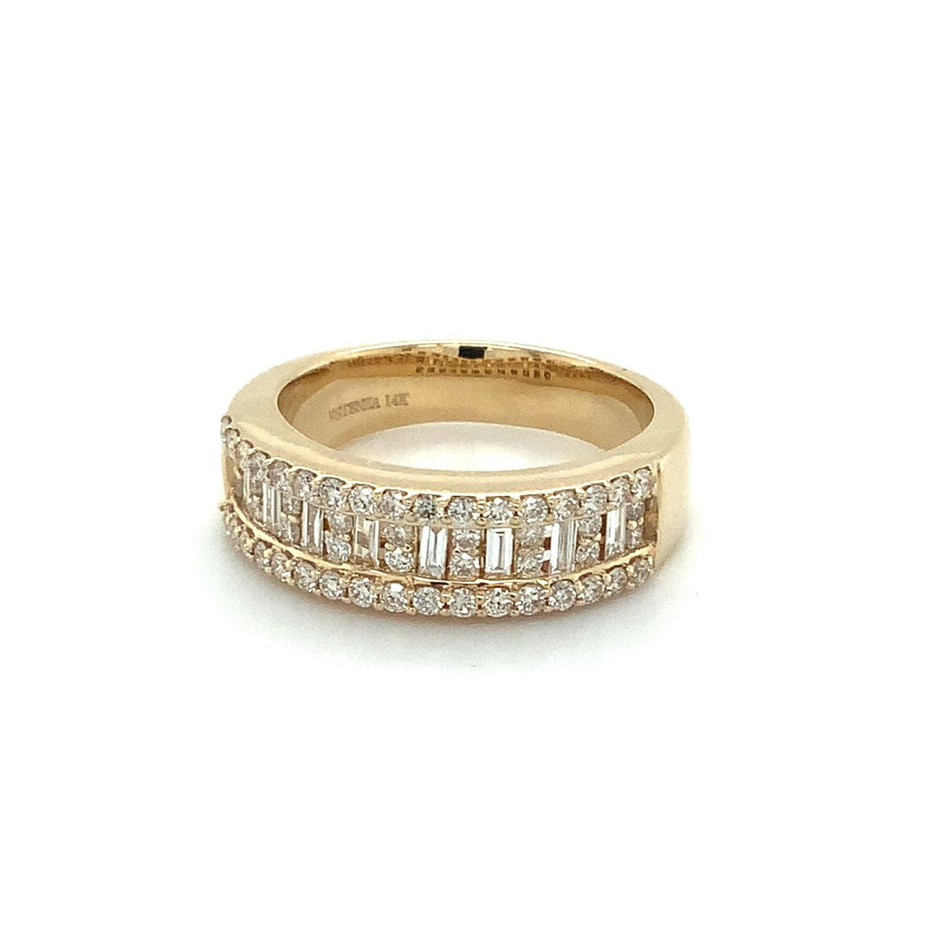 Stackable Baguettes and Round Brilliant Cut Diamond Stackable Band set in 14K Yellow Gold - Image 1 of 6