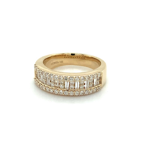 Stackable Baguettes and Round Brilliant Cut Diamond Stackable Band set in 14K Yellow Gold - Image 1 of 6