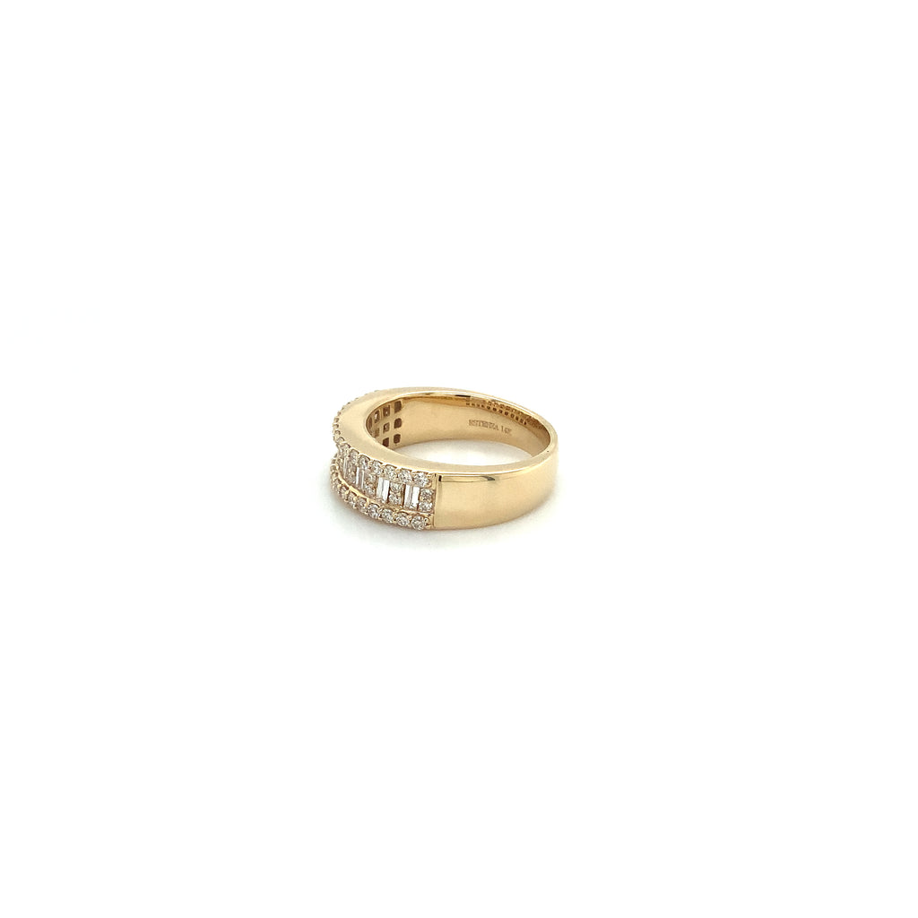 Stackable Baguettes and Round Brilliant Cut Diamond Stackable Band set in 14K Yellow Gold - Image 3 of 6