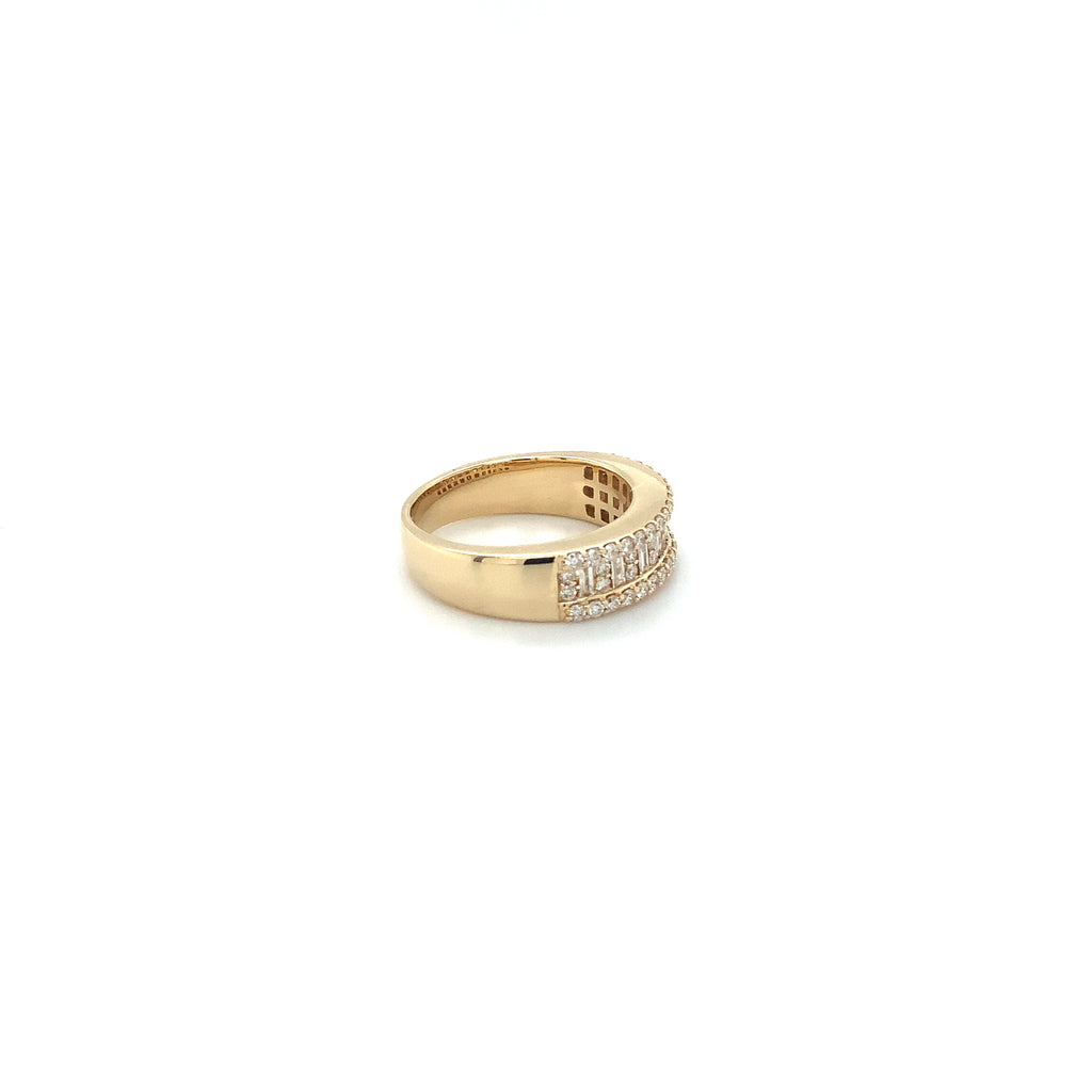 Stackable Baguettes and Round Brilliant Cut Diamond Stackable Band set in 14K Yellow Gold - Image 5 of 6
