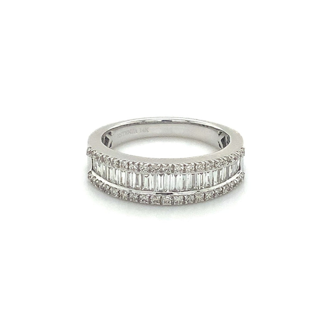 Stackable Baguettes and Round Brilliant Cut Diamonds Stackable Band set in 14K White Gold - Image 1 of 11