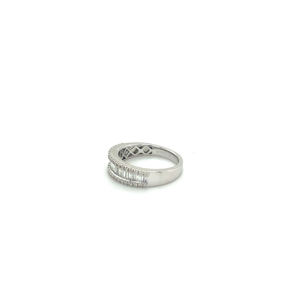 Stackable Baguettes and Round Brilliant Cut Diamonds Stackable Band set in 14K White Gold - Image 3 of 11