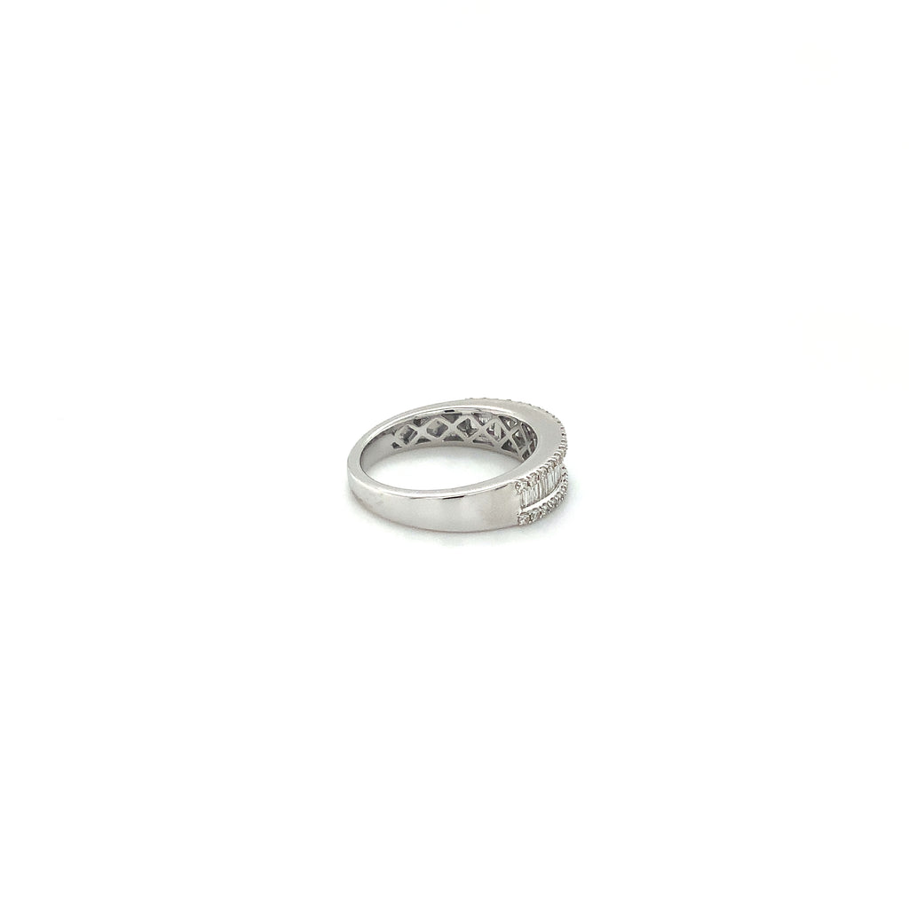 Stackable Baguettes and Round Brilliant Cut Diamonds Stackable Band set in 14K White Gold - Image 5 of 11