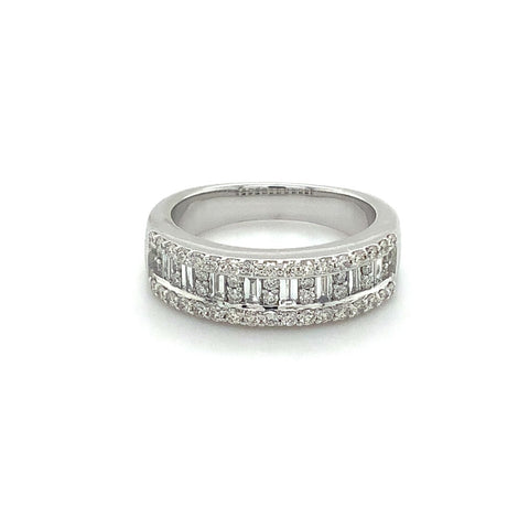 Stackable Baguettes & Brilliant Cut Diamond Stackable Band set in 14K White Gold - Image 1 of 7