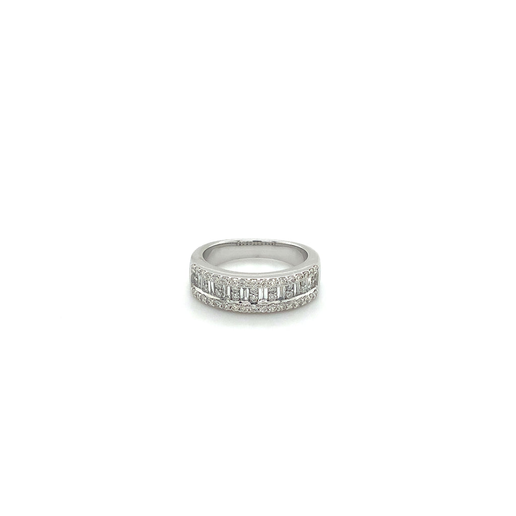 Stackable Baguettes and Round Brilliant Cut Diamonds Stackable Band set in 14K White Gold - Image 6 of 11