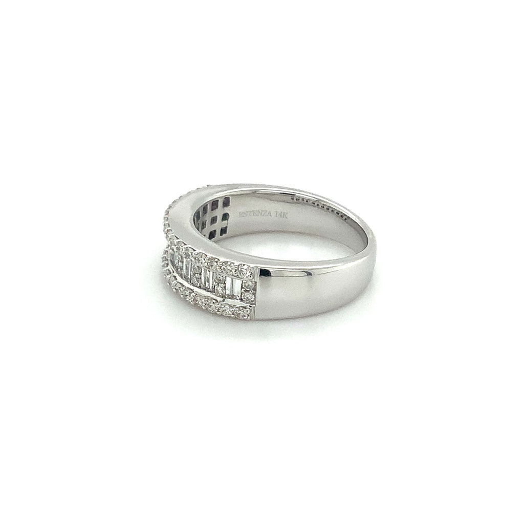 Stackable Baguettes and Round Brilliant Cut Diamonds Stackable Band set in 14K White Gold - Image 8 of 11