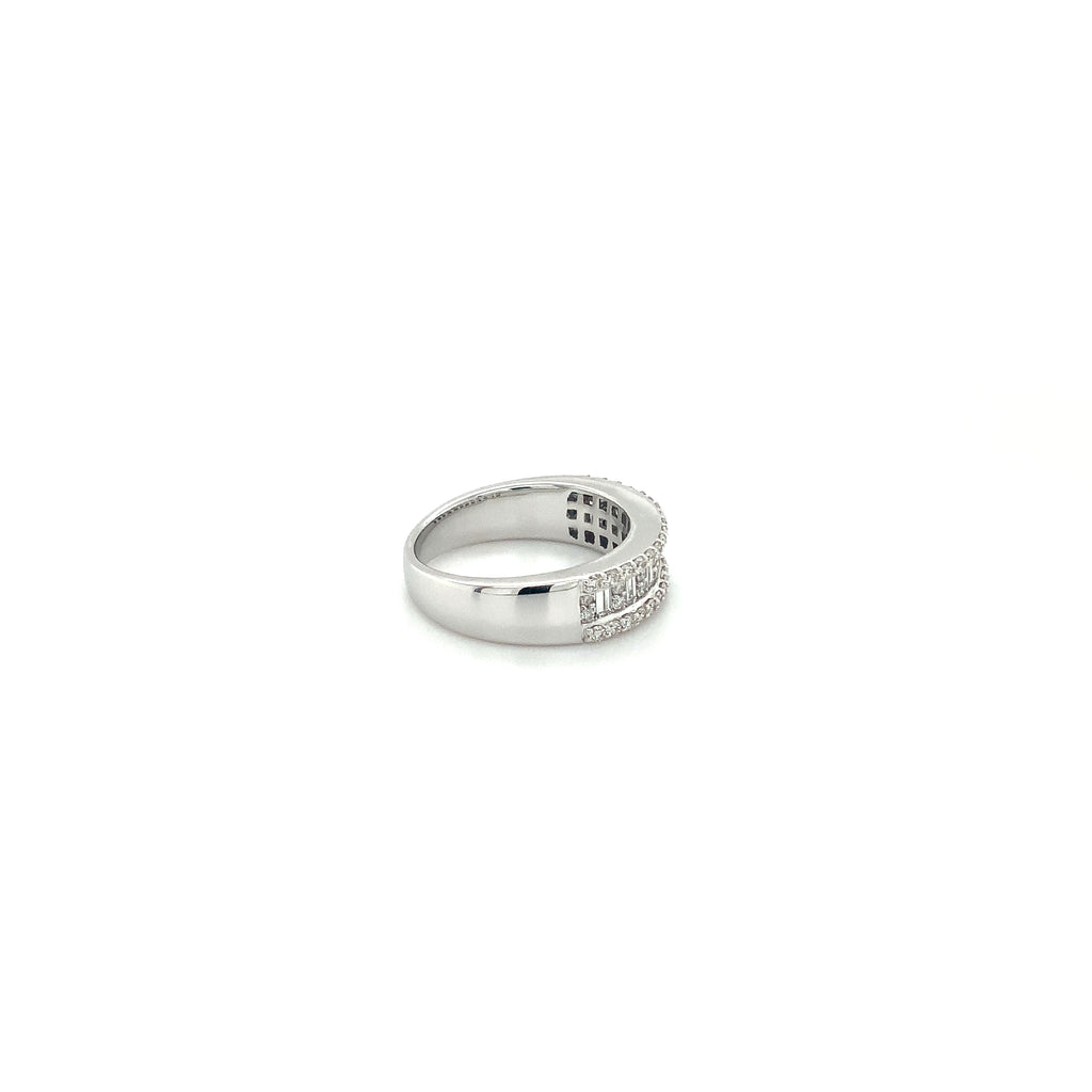 Stackable Baguettes and Round Brilliant Cut Diamonds Stackable Band set in 14K White Gold - Image 11 of 11