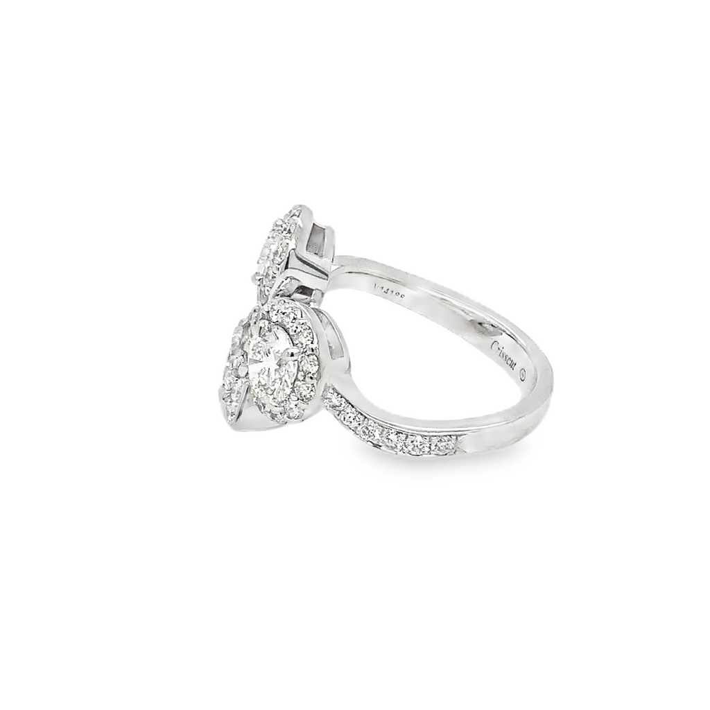 Christopher Designs "Trois et Moi" 3 Stone Halo style Lab Grown Diamond Ring set in 14K White Gold - Image 4 of 11