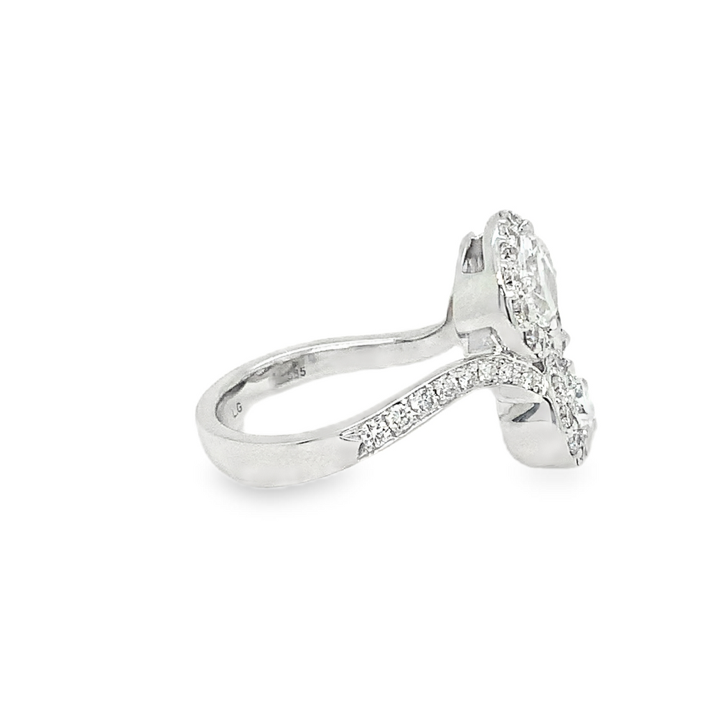 Christopher Designs "Trois et Moi" 3 Stone Halo style Lab Grown Diamond Ring set in 14K White Gold - Image 6 of 11