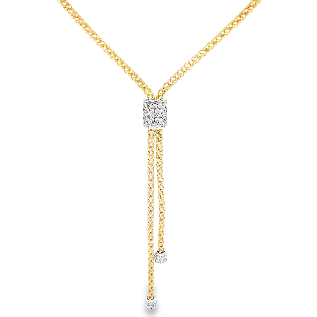 Afarin Collection Pave Diamond and Gold Lariat Necklace set in 18K Yellow and White Gold - Image 1 of 9