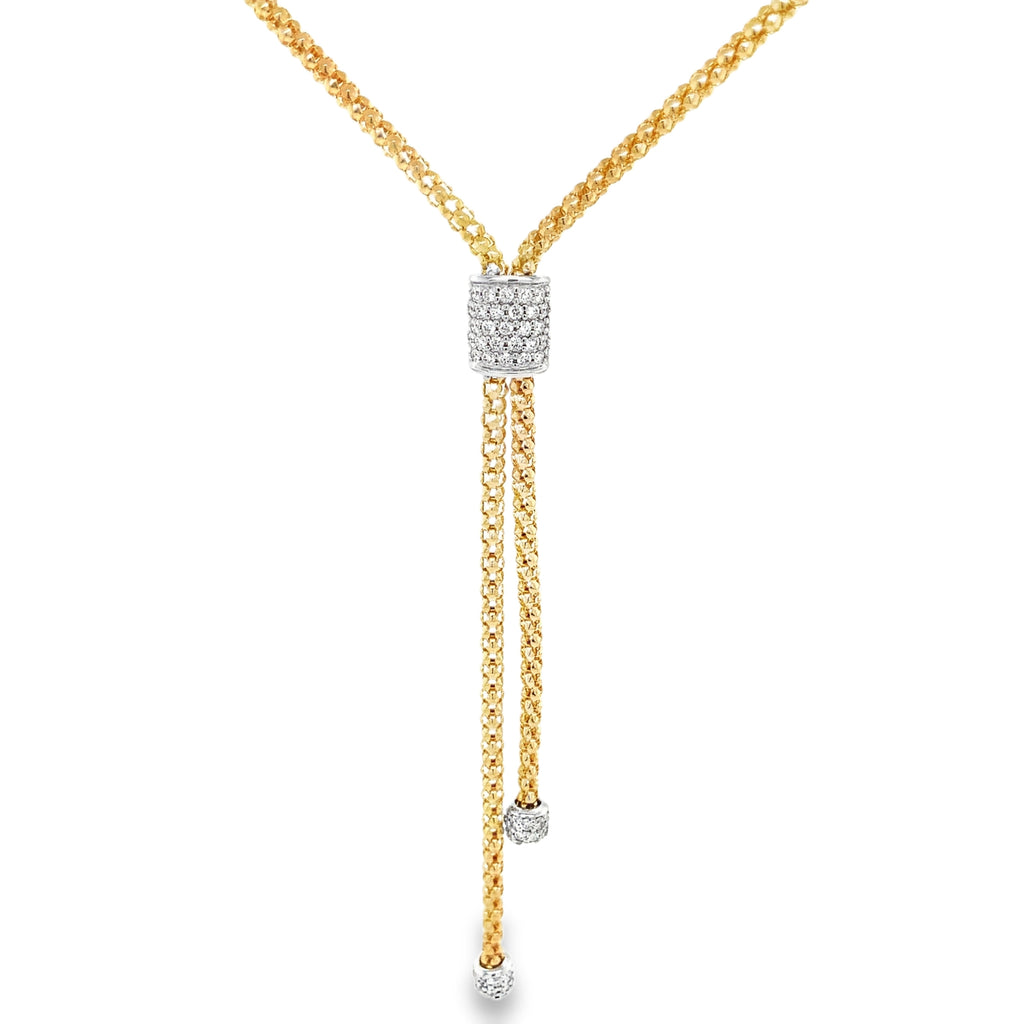 Afarin Collection Pave Diamond and Gold Lariat Necklace set in 18K Yellow and White Gold - Image 7 of 9