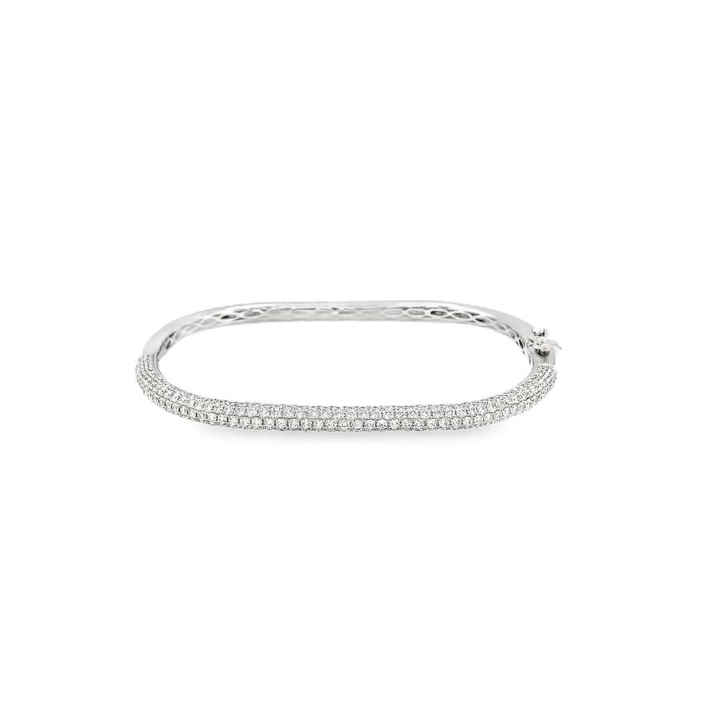 Afarin Collection Paved Squarish Modern Chic Bangle fashioned in 18K White Gold - Image 6 of 8