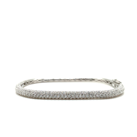 Afarin Collection Paved Squarish Modern Chic Bangle fashioned in 18K White Gold - Image 1 of 8