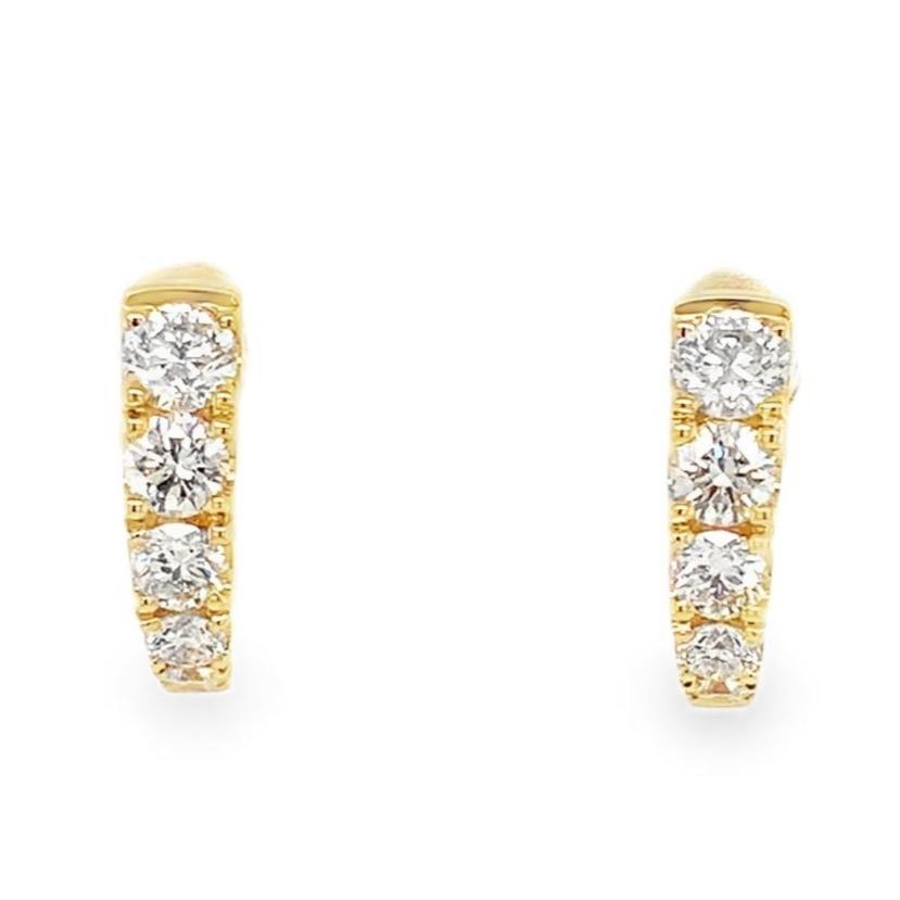 Memoire Graduated Round Brilliant Cut Diamond 1 ct. Huggie Earrings - Image 2 of 4