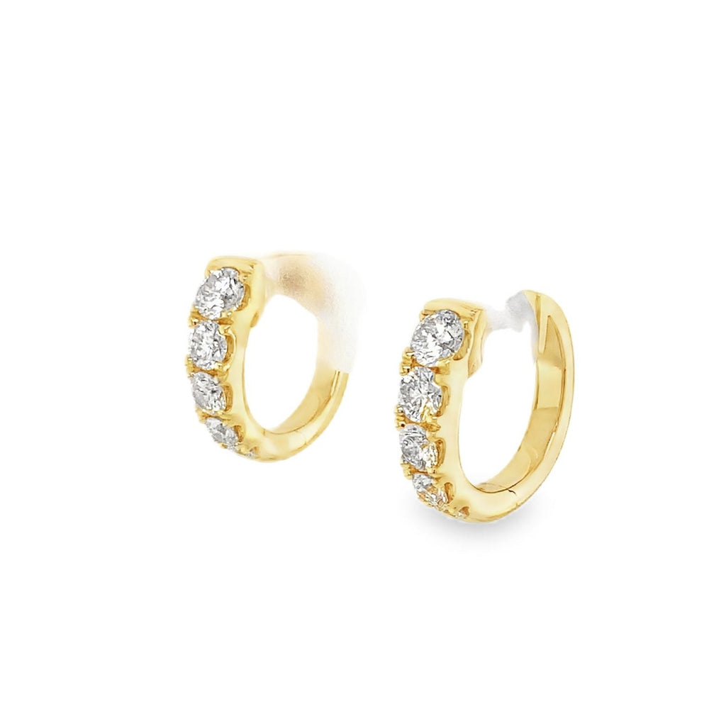 Memoire Graduated Round Brilliant Cut Diamond 1 ct. Huggie Earrings - Image 3 of 4