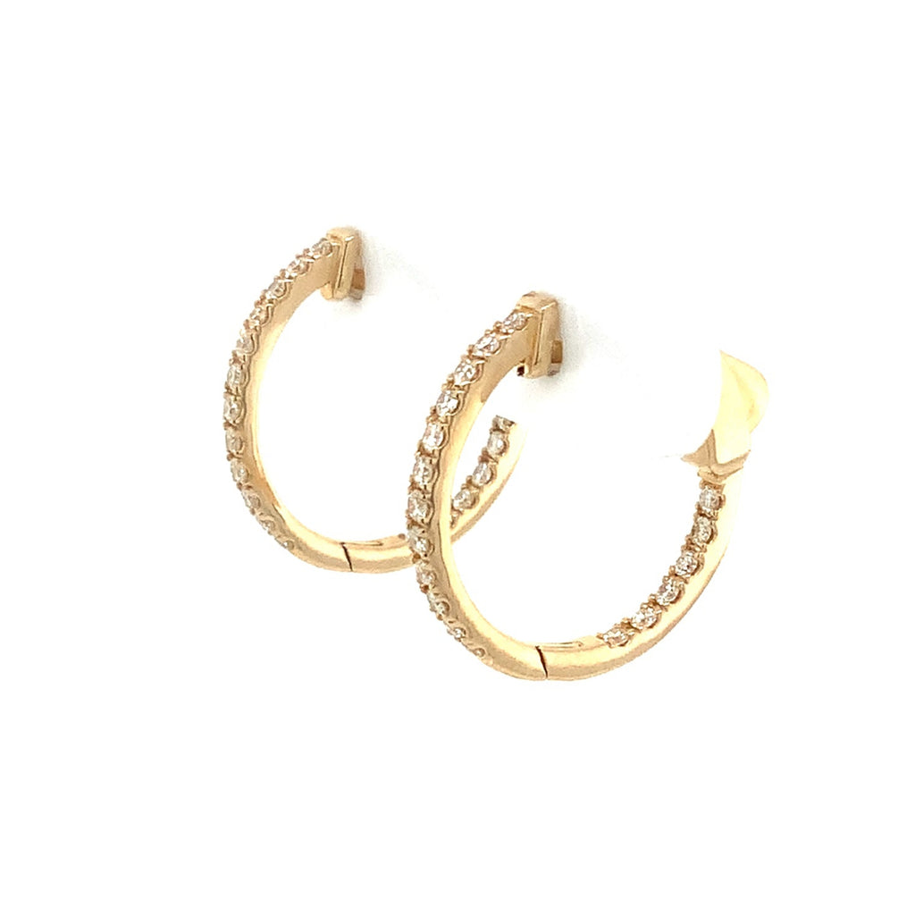 Small Diamond Hoop Earring Set in 14K Yellow Gold - Image 6 of 7