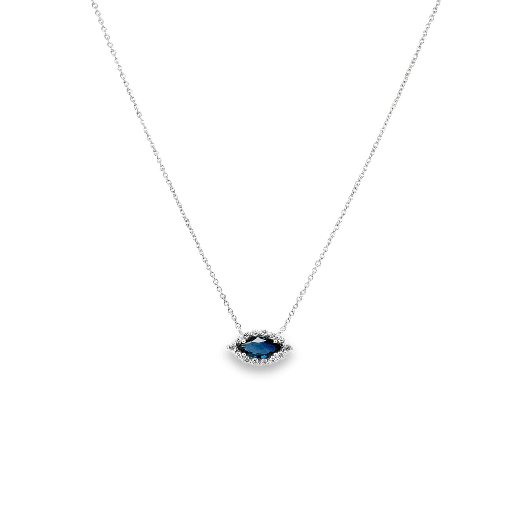 ASBA Collection Blue Sapphire and Diamond Necklace Set in 14K White Gold - Image 3 of 6