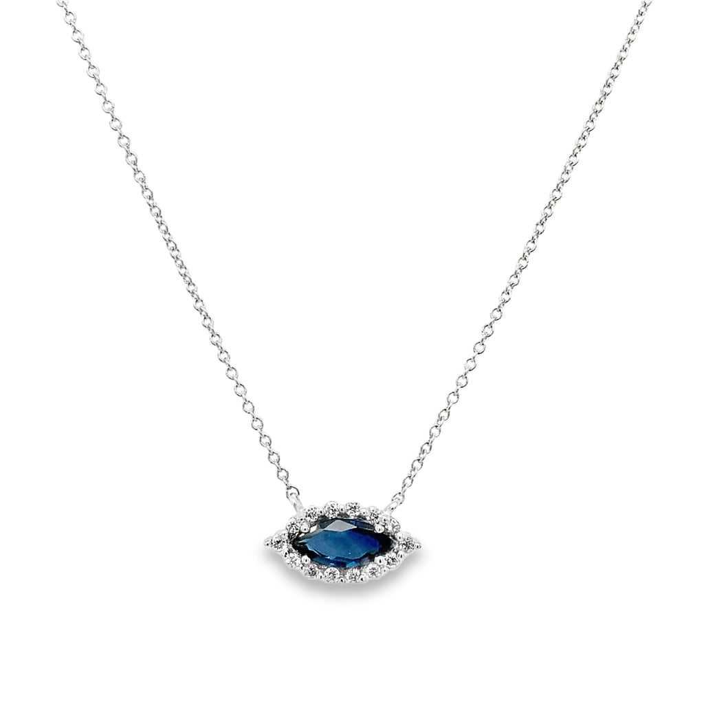 ASBA Collection Blue Sapphire and Diamond Necklace Set in 14K White Gold - Image 1 of 6
