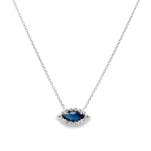 ASBA Collection Blue Sapphire and Diamond Necklace Set in 14K White Gold - Image 1 of 6