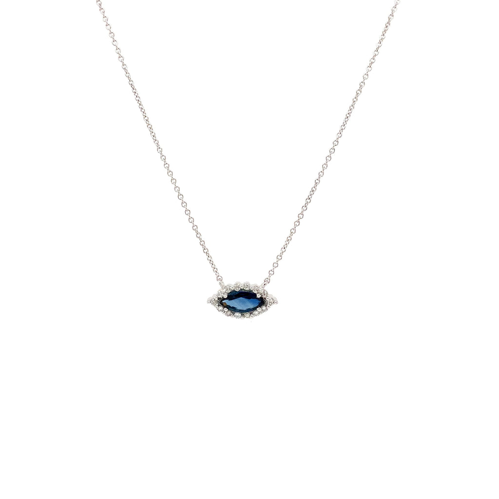 ASBA Collection Blue Sapphire and Diamond Necklace Set in 14K White Gold - Image 6 of 6