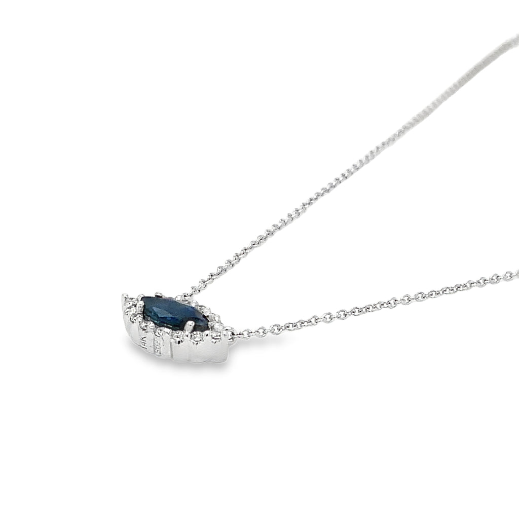ASBA Collection Blue Sapphire and Diamond Necklace Set in 14K White Gold - Image 2 of 6