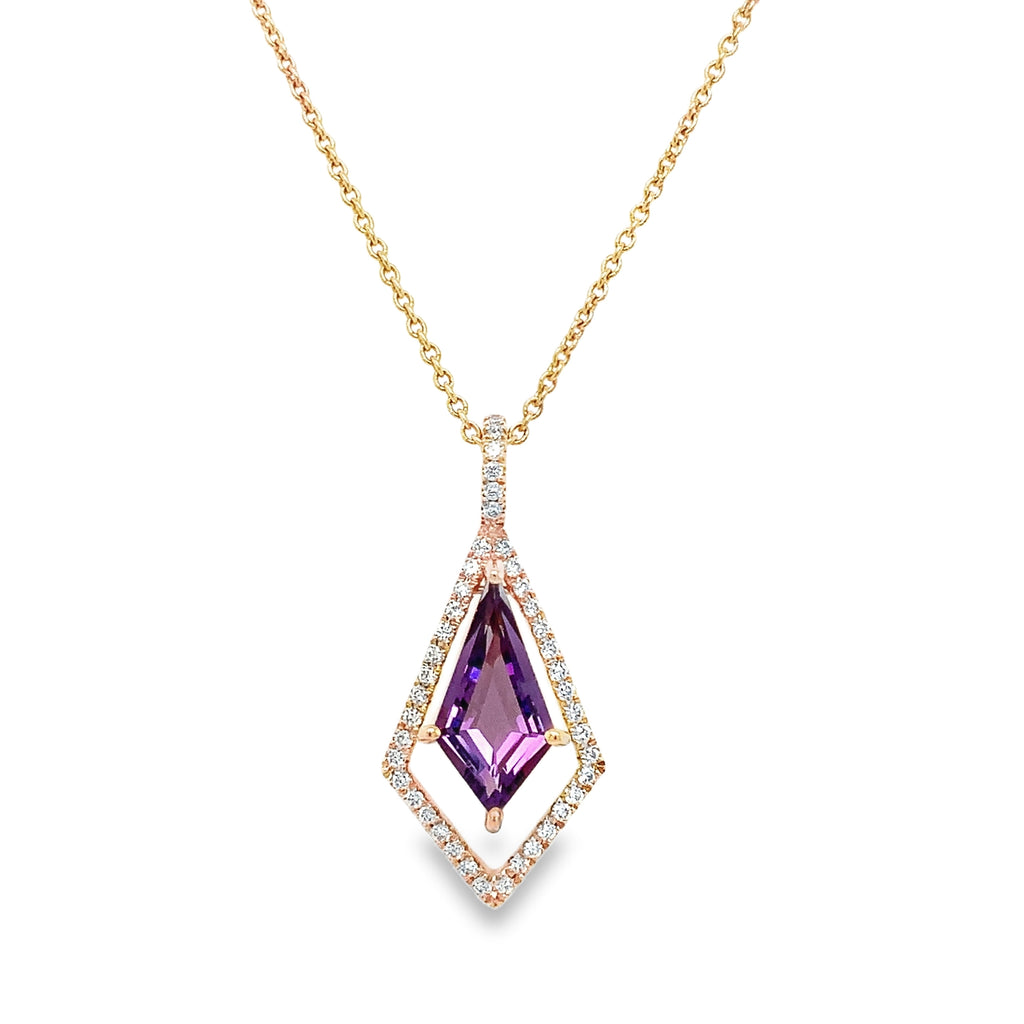 ASBA Collection Amethyst and Diamond Pendant Set in 14K Rose Gold - Image 1 of 5