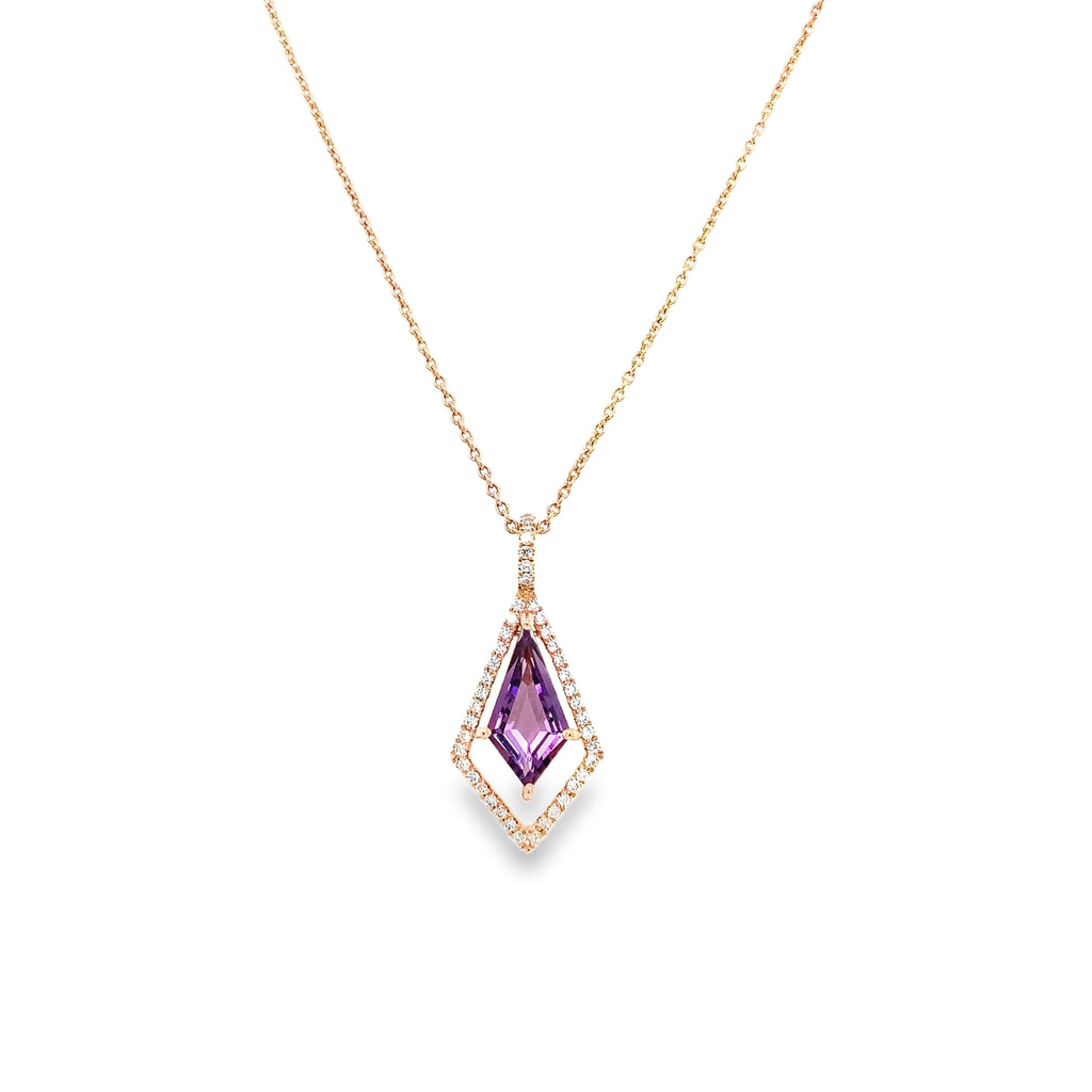 ASBA Collection Amethyst and Diamond Pendant Set in 14K Rose Gold - Image 3 of 5