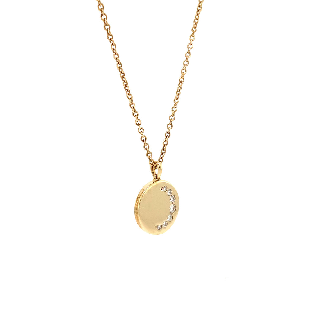 Memoire Diamond Luna Crescent Medallion Necklace in 18Kt Yellow Gold - Image 3 of 11