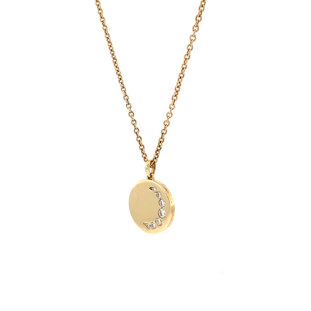 Memoire Diamond Luna Crescent Medallion Necklace in 18Kt Yellow Gold - Image 4 of 11