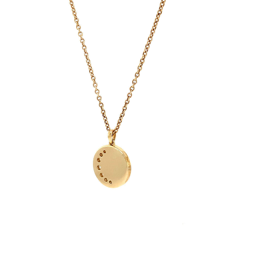 Memoire Diamond Luna Crescent Medallion Necklace in 18Kt Yellow Gold - Image 9 of 11