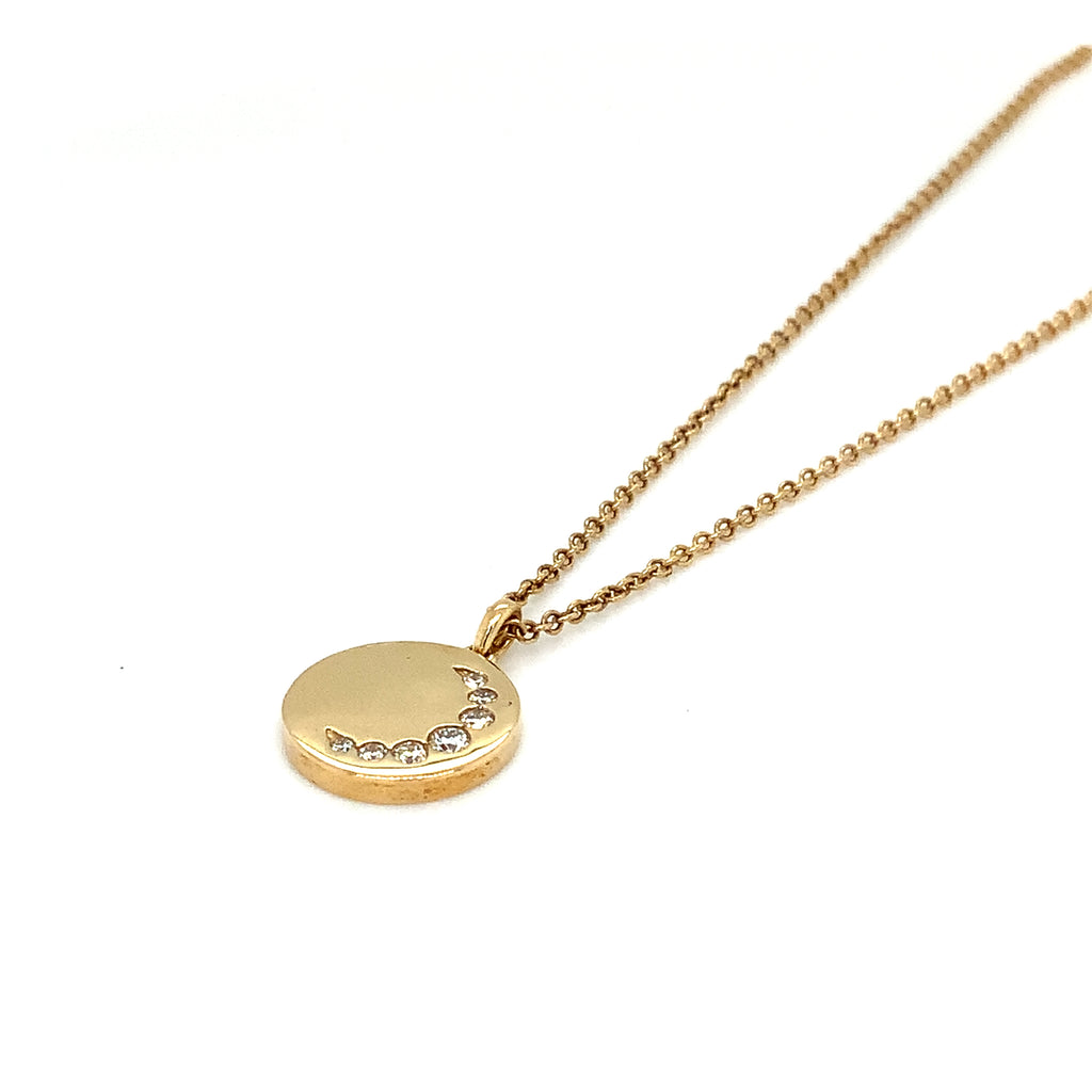 Memoire Diamond Luna Crescent Medallion Necklace in 18Kt Yellow Gold - Image 2 of 11