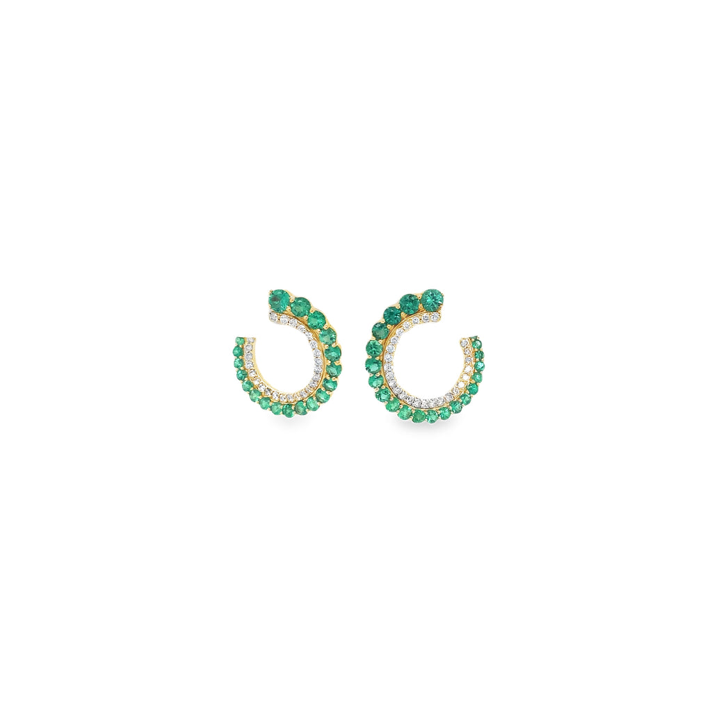 Roman+Jules Luna Wrap Emerald and Diamond Earring in 14K Yellow Gold - Image 2 of 8